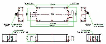 Norsat LNAW10NN Single-Band Wide-Band LNA (1000 – 6000 MHz)